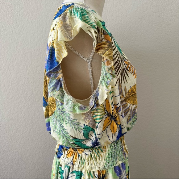 Figueroa & Flower Women's Multicolor Floral Midi Shirred Waist Dress NWT Size L - Picture 7 of 15